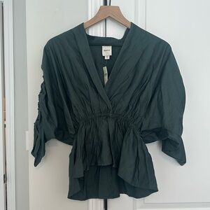 Anthropologie Maeve Ruched Peplum Top Sizs XXS